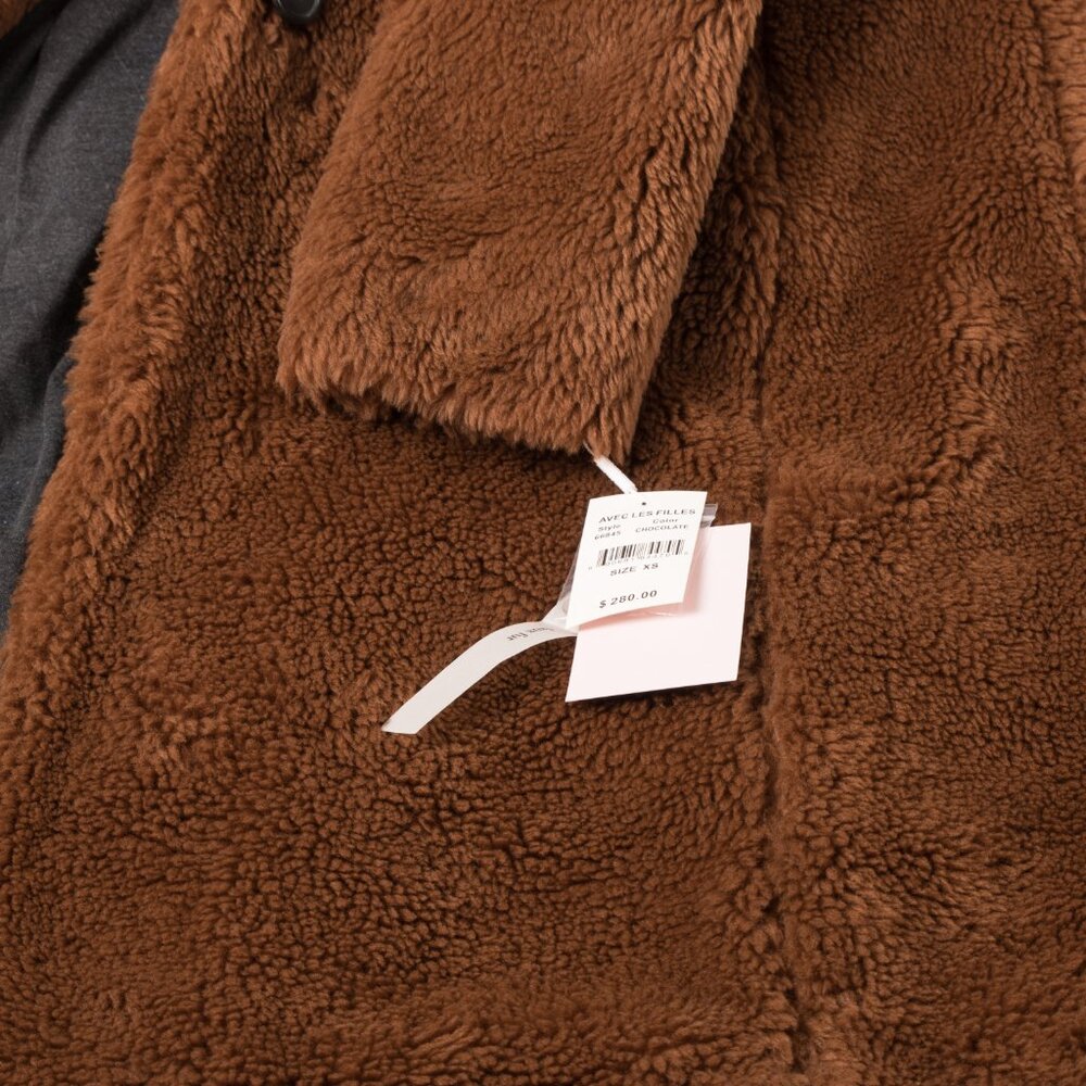 Avec Les Filles Faux Fur Teddy Coat Size XS Chocolate Brown - Picture 6 of 6